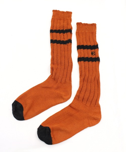 RNA（アールエヌエー）の「E4863 ラインルーズソックス（ソックス/靴下・レディース・ホワイト×ブラック/ブラック×ホワイト/ダークオレンジ・FREE）」の3枚目の写真