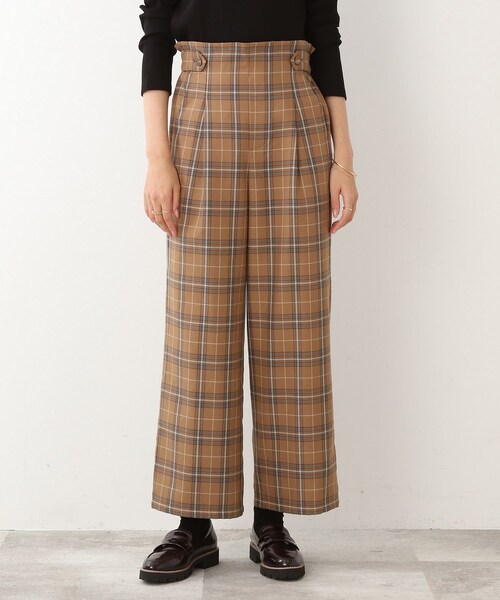 DRESKIP（ドレスキップ）の「◆タブ付き チェック柄 ワイドパンツ（その他パンツ・レディース・キャメル/ブラック系1/ダークブラウン系1・02/03/04）」の7枚目の写真