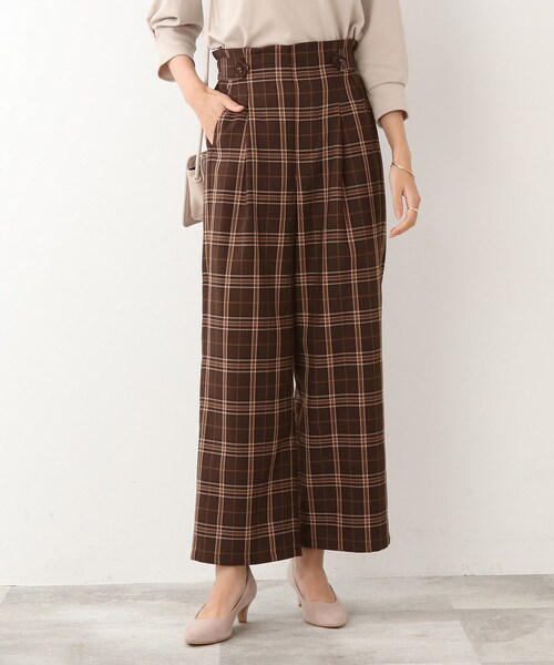 DRESKIP（ドレスキップ）の「◆タブ付き チェック柄 ワイドパンツ（その他パンツ・レディース・キャメル/ブラック系1/ダークブラウン系1・02/03/04）」の8枚目の写真