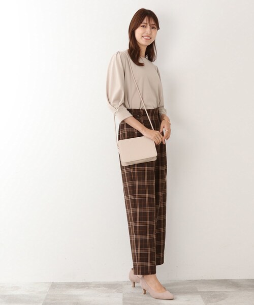 DRESKIP（ドレスキップ）の「◆タブ付き チェック柄 ワイドパンツ（その他パンツ・レディース・キャメル/ブラック系1/ダークブラウン系1・02/03/04）」の15枚目の写真