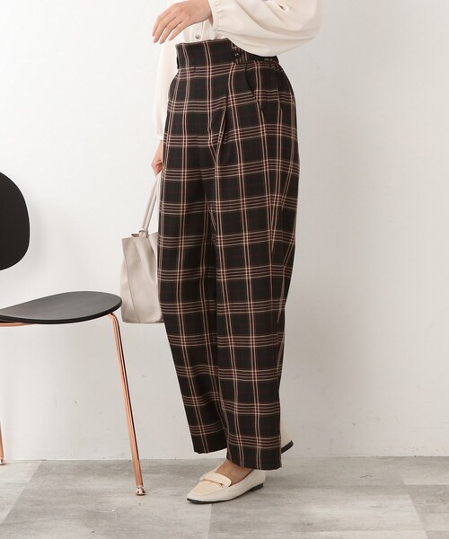 DRESKIP（ドレスキップ）の「◆タブ付き チェック柄 ワイドパンツ（その他パンツ・レディース・キャメル/ブラック系1/ダークブラウン系1・02/03/04）」の9枚目の写真