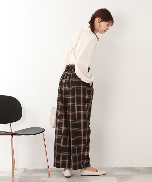 DRESKIP（ドレスキップ）の「◆タブ付き チェック柄 ワイドパンツ（その他パンツ・レディース・キャメル/ブラック系1/ダークブラウン系1・02/03/04）」の16枚目の写真