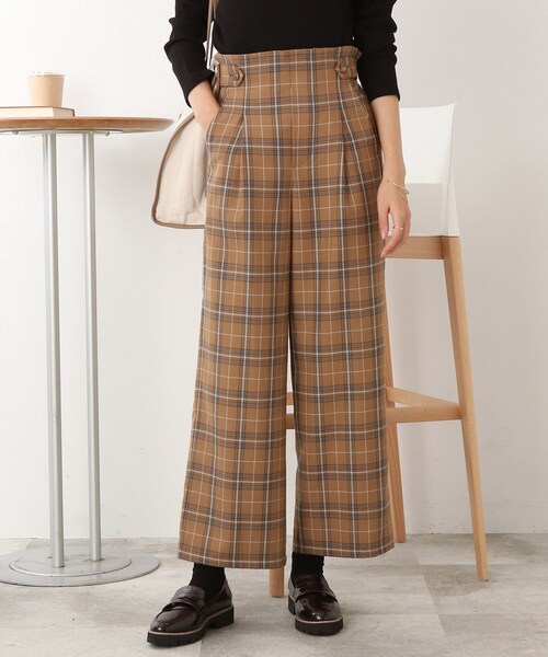 DRESKIP（ドレスキップ）の「◆タブ付き チェック柄 ワイドパンツ（その他パンツ・レディース・キャメル/ブラック系1/ダークブラウン系1・02/03/04）」の13枚目の写真