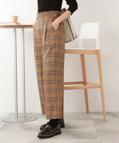 DRESKIP（ドレスキップ）の「◆タブ付き チェック柄 ワイドパンツ（その他パンツ・レディース・キャメル/ブラック系1/ダークブラウン系1・02/03/04）」の6枚目の写真