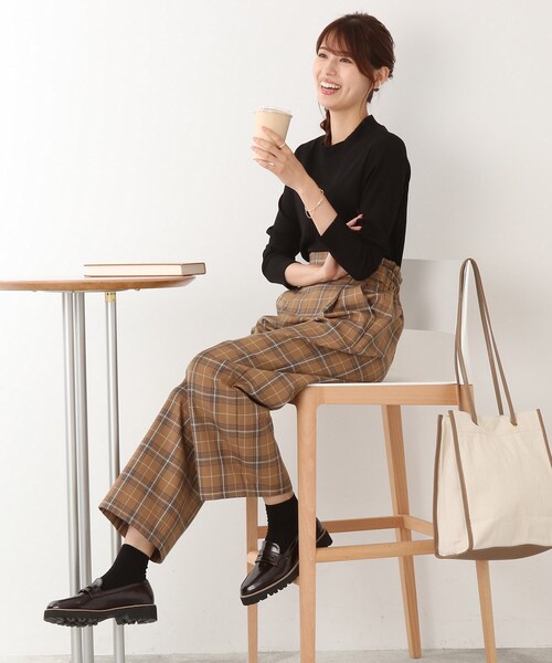 DRESKIP（ドレスキップ）の「◆タブ付き チェック柄 ワイドパンツ（その他パンツ・レディース・キャメル/ブラック系1/ダークブラウン系1・02/03/04）」の21枚目の写真