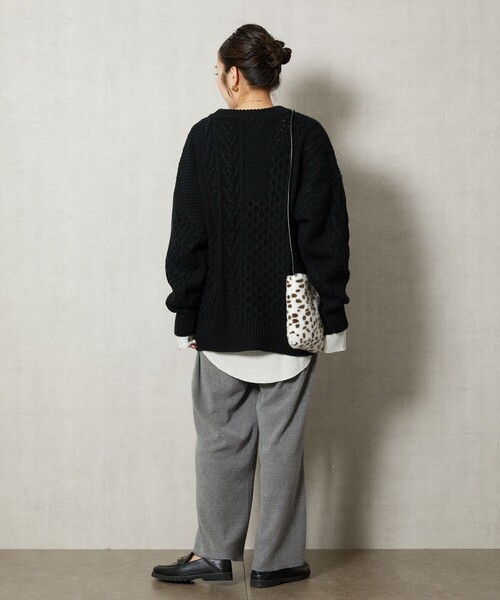 FREAK'S STORE（フリークスストア）の「【WEB限定】パッチワークケーブルニット（ニット/セーター・レディース・オリーブ/ブラック/イエロー/ブルー/グレー/オフホワイト・ﾌﾘ-）」の17枚目の写真