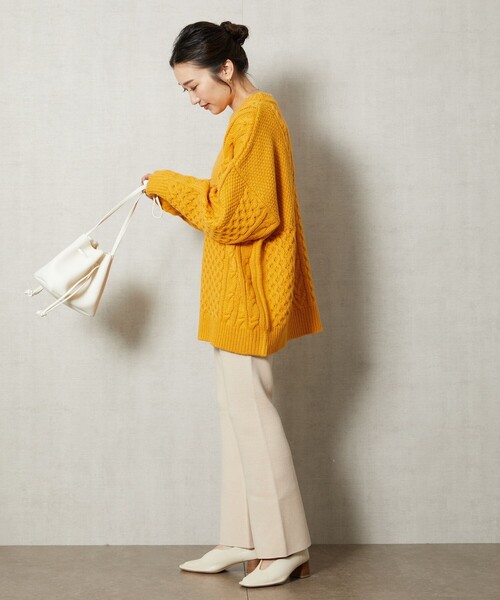 FREAK'S STORE（フリークスストア）の「【WEB限定】パッチワークケーブルニット（ニット/セーター・レディース・オリーブ/ブラック/イエロー/ブルー/グレー/オフホワイト・ﾌﾘ-）」の20枚目の写真