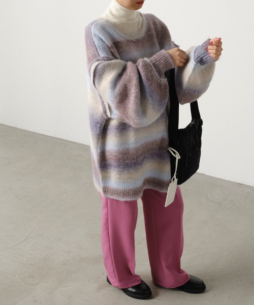 forksy.（フォルクシー）の「【forksy.】2wayオーバーサイズグラデーションニットカーディガン（カーディガン/ボレロ・レディース・パープル/グレー/ピンク/グリーン・FREE）」の13枚目の写真