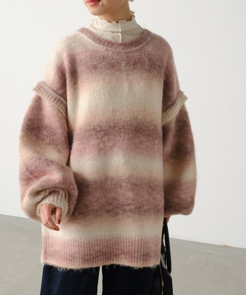 forksy.（フォルクシー）の「【forksy.】2wayオーバーサイズグラデーションニットカーディガン（カーディガン/ボレロ・レディース・パープル/グレー/ピンク/グリーン・FREE）」の18枚目の写真