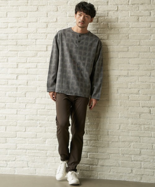 ikka(イッカ)の「【2点セット】ヘンリーネックシャツTインナーセット(シャツ/ブラウス・メンズ・スモークグレー/ネイビー/その他1・S/M/L/XL)」の16枚目の写真