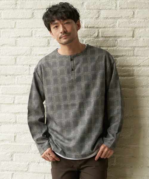 ikka(イッカ)の「【2点セット】ヘンリーネックシャツTインナーセット(シャツ/ブラウス・メンズ・スモークグレー/ネイビー/その他1・S/M/L/XL)」の22枚目の写真