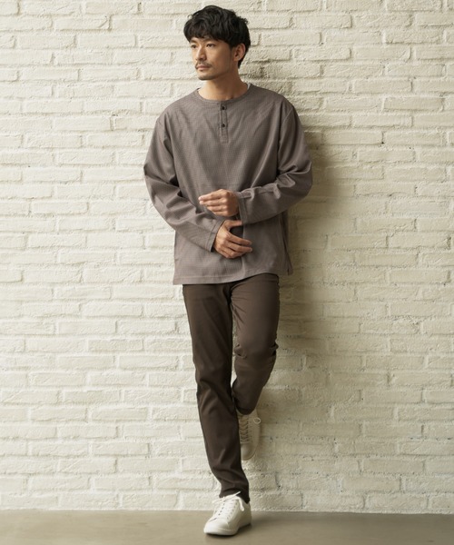 ikka(イッカ)の「【2点セット】ヘンリーネックシャツTインナーセット(シャツ/ブラウス・メンズ・スモークグレー/ネイビー/その他1・S/M/L/XL)」の17枚目の写真