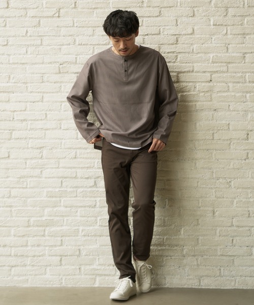 ikka(イッカ)の「【2点セット】ヘンリーネックシャツTインナーセット(シャツ/ブラウス・メンズ・スモークグレー/ネイビー/その他1・S/M/L/XL)」の5枚目の写真