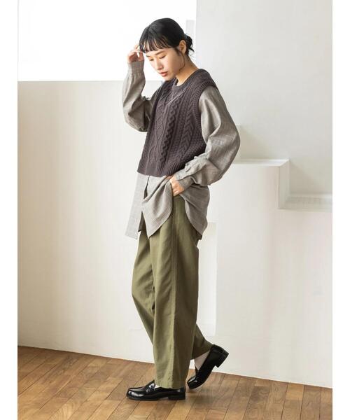 CRAFT STANDARD BOUTIQUE(クラフトスタンダードブティック)の「ケーブルニットドッキングシャツ *(ニット/セーター・レディース・パープル/チャコールグレー・FREE)」の11枚目の写真