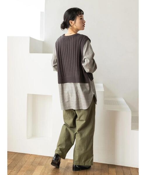 CRAFT STANDARD BOUTIQUE(クラフトスタンダードブティック)の「ケーブルニットドッキングシャツ *(ニット/セーター・レディース・パープル/チャコールグレー・FREE)」の12枚目の写真
