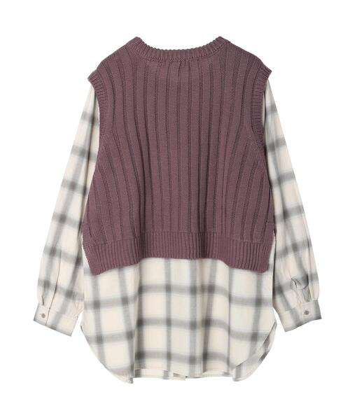 CRAFT STANDARD BOUTIQUE(クラフトスタンダードブティック)の「ケーブルニットドッキングシャツ *(ニット/セーター・レディース・パープル/チャコールグレー・FREE)」の22枚目の写真
