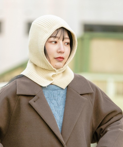 SMELLY（スメリー）の「ニットバラクラバ（ニットキャップ/ビーニー・レディース・ブラウン/グレー/アイボリー・-）」の4枚目の写真