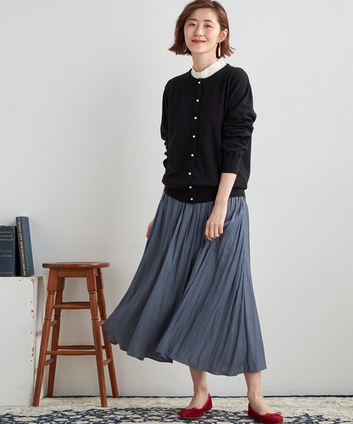 Petit Honfleur(プチオンフルール)の「サテンツイルスカート(スカート・レディース・ネイビー/パープル・L/M)」の21枚目の写真