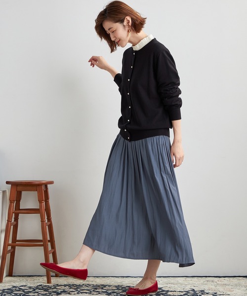 Petit Honfleur(プチオンフルール)の「サテンツイルスカート(スカート・レディース・ネイビー/パープル・L/M)」の20枚目の写真
