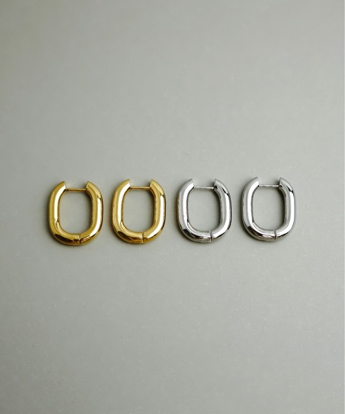ieLS(イエルズ)の「金属アレルギー対応 「ieLS」ステンレス クロッシング ボリュームフープピアス(ピアス(両耳用)・メンズ・シルバー/ゴールド・ONE SIZE)」の1枚目の写真