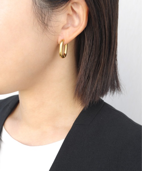ieLS(イエルズ)の「金属アレルギー対応 「ieLS」ステンレス クロッシング ボリュームフープピアス(ピアス(両耳用)・メンズ・シルバー/ゴールド・ONE SIZE)」の2枚目の写真