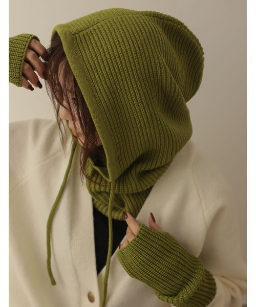 Re:EDIT（リエディ）の「[WINTER COLLECTION]ニットバラクラバ（ニットキャップ/ビーニー・レディース・アイボリー/グレー/グリーン/ベージュ/ブルー/ピンク/ブラック・FREE）」の5枚目の写真