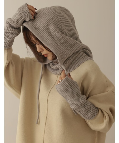 Re:EDIT（リエディ）の「[WINTER COLLECTION]ニットバラクラバ（ニットキャップ/ビーニー・レディース・アイボリー/グレー/グリーン/ベージュ/ブルー/ピンク/ブラック・FREE）」の10枚目の写真