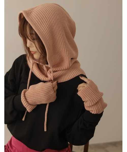 Re:EDIT（リエディ）の「[WINTER COLLECTION]ニットバラクラバ（ニットキャップ/ビーニー・レディース・アイボリー/グレー/グリーン/ベージュ/ブルー/ピンク/ブラック・FREE）」の14枚目の写真