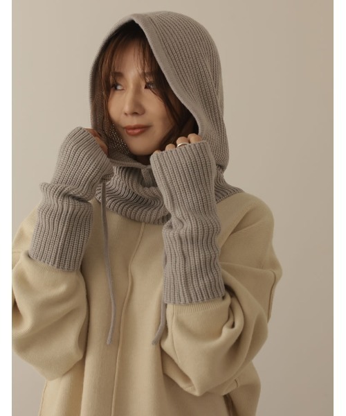 Re:EDIT（リエディ）の「[WINTER COLLECTION]ニットバラクラバ（ニットキャップ/ビーニー・レディース・アイボリー/グレー/グリーン/ベージュ/ブルー/ピンク/ブラック・FREE）」の9枚目の写真