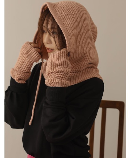 Re:EDIT（リエディ）の「[WINTER COLLECTION]ニットバラクラバ（ニットキャップ/ビーニー・レディース・アイボリー/グレー/グリーン/ベージュ/ブルー/ピンク/ブラック・FREE）」の13枚目の写真