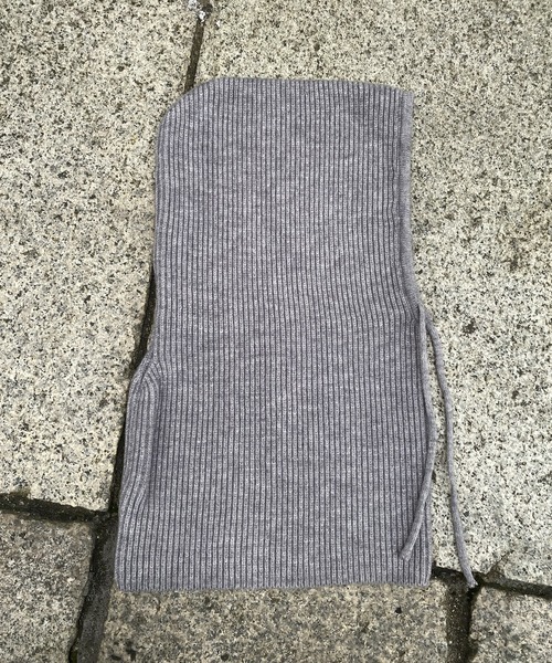 DouDou（ドゥドゥ）の「【WEB限定】リブフードウォーマー バラクラバ（マフラー・レディース・アイボリー/グレー・FREE）」の5枚目の写真