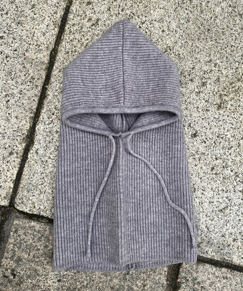 DouDou（ドゥドゥ）の「【WEB限定】リブフードウォーマー バラクラバ（マフラー・レディース・アイボリー/グレー・FREE）」の6枚目の写真