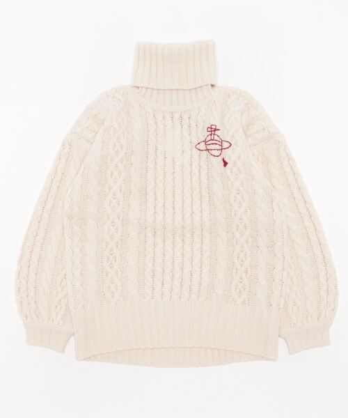Vivienne Westwood(ヴィヴィアンウエストウッド)の「フィッシャーマンケーブルタートルプルオーバー(ニット/セーター・レディース・オフホワイト/ブラック・FREE)」の1枚目の写真