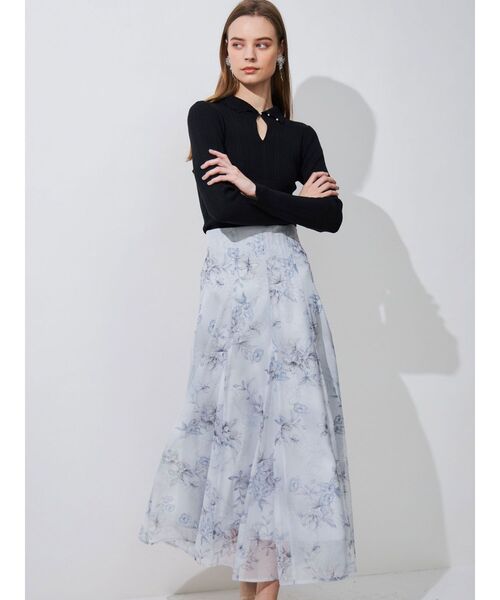 MERCURYDUO(マーキュリーデュオ)の「アートフラワーシフォンフレアスカート(スカート・レディース・ピンク/ライトブルー・SMALL/MEDIUM)」の5枚目の写真