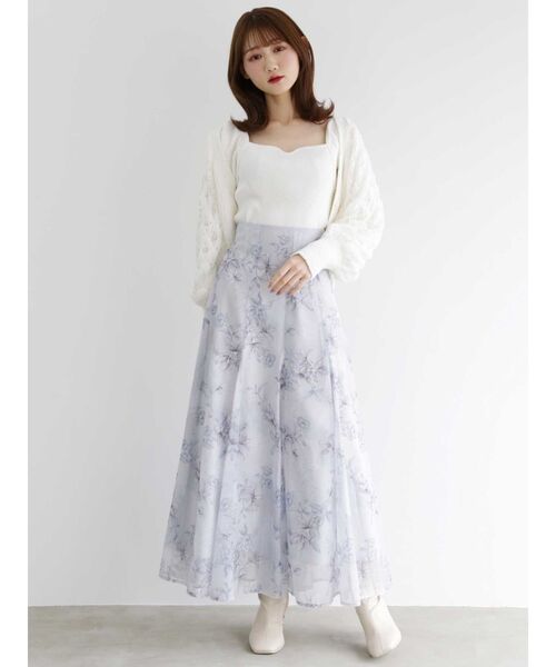 MERCURYDUO(マーキュリーデュオ)の「アートフラワーシフォンフレアスカート(スカート・レディース・ピンク/ライトブルー・SMALL/MEDIUM)」の11枚目の写真