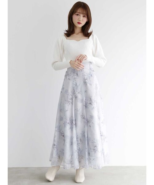 MERCURYDUO(マーキュリーデュオ)の「アートフラワーシフォンフレアスカート(スカート・レディース・ピンク/ライトブルー・SMALL/MEDIUM)」の12枚目の写真