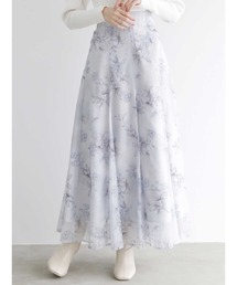 アートフラワーシフォンフレアスカート