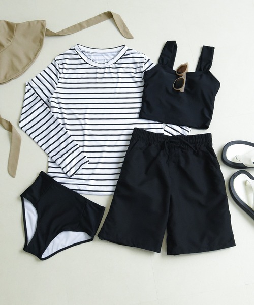 TeddyShop(テディショップ)の「【紫外線遮蔽率 99.9%以上/UPF50+/大きいサイズ有】レディース水着 体型カバー 長袖ラッシュガード タンキニ 4点セット【WEB限定】(水着・レディース・ブルー/ブラック×カーキ/ベージュ系その他/ブラック系その他/ブラウン系その他/ブラウン系その他2/テラコッタ/カーキ/ブラウン系その他3/ベージュ×ブラック/ブラック×グリーン/スモークピンク/ダークブルー/ブルー系その他/ブラック系その他2/ベージュ系その他2/グレイッシュベージュ/ライム/ブラック系その他3/クリーム/ホワイト×グリーン/ブラウン系その他4/ホワイト×ブルー/ピンク系その他/ブルーグレー/ライトブルー/ブラック系その他5/ブラック系その他4/ハウンドトゥース/チェック/ブルー系その他3/ブルー系その他2・L/LL/M/S/4L/3L)」の7枚目の写真