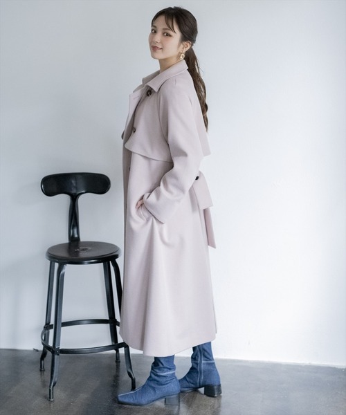 REDYAZEL（レディアゼル）の「スタンドカラーコート（ステンカラーコート・レディース・ピンク/ネイビー/グレー・MEDIUM/SMALL）」の7枚目の写真