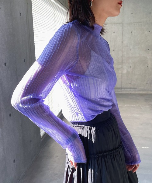 PAGEBOY（ページボーイ）の「ラメシアープリーツプルオーバー（Tシャツ/カットソー・レディース・ブラック/ラベンダー/オフホワイト・FREE）」の16枚目の写真