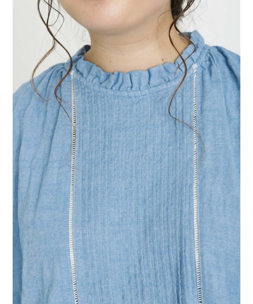 Samansa Mos2（サマンサ モスモス）の「袖レースピンタックブラウス（シャツ/ブラウス・レディース・オフホワイト/ブラック/サックスブルー/チャコール・ﾌﾘ-）」の15枚目の写真