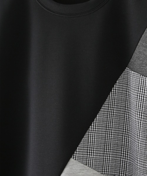 Blue Standard (ブルースタンダード)の「【BLUE STANDARD/ブルースタンダード】フェイクレイヤード 切り替えデザイン ダンボールカットソー ロンT(Tシャツ/カットソー・メンズ・グリーン/ブラック/ブラック系その他/グレー・MEDIUM/LARGE/X-LARGE)」の5枚目の写真