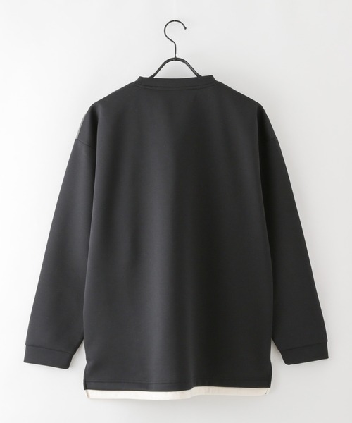 Blue Standard (ブルースタンダード)の「【BLUE STANDARD/ブルースタンダード】フェイクレイヤード 切り替えデザイン ダンボールカットソー ロンT(Tシャツ/カットソー・メンズ・グリーン/ブラック/ブラック系その他/グレー・MEDIUM/LARGE/X-LARGE)」の6枚目の写真