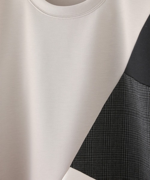 Blue Standard (ブルースタンダード)の「【BLUE STANDARD/ブルースタンダード】フェイクレイヤード 切り替えデザイン ダンボールカットソー ロンT(Tシャツ/カットソー・メンズ・グリーン/ブラック/ブラック系その他/グレー・MEDIUM/LARGE/X-LARGE)」の7枚目の写真