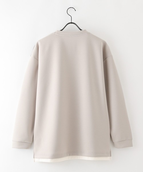 Blue Standard (ブルースタンダード)の「【BLUE STANDARD/ブルースタンダード】フェイクレイヤード 切り替えデザイン ダンボールカットソー ロンT(Tシャツ/カットソー・メンズ・グリーン/ブラック/ブラック系その他/グレー・MEDIUM/LARGE/X-LARGE)」の8枚目の写真