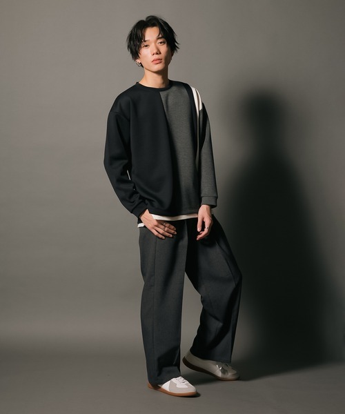 Blue Standard (ブルースタンダード)の「【BLUE STANDARD/ブルースタンダード】フェイクレイヤード 切り替えデザイン ダンボールカットソー ロンT(Tシャツ/カットソー・メンズ・グリーン/ブラック/ブラック系その他/グレー・MEDIUM/LARGE/X-LARGE)」の10枚目の写真