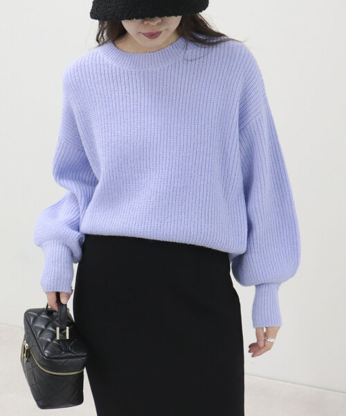 fredy emue（フレディエミュ）の「袖ボリューム片畦ニット（ニット/セーター・レディース・ラベンダー/ベージュ/オレンジ/アイボリー・38）」の4枚目の写真