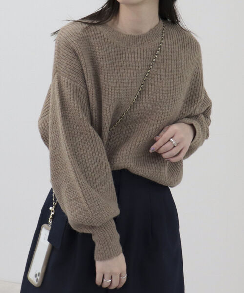 fredy emue（フレディエミュ）の「袖ボリューム片畦ニット（ニット/セーター・レディース・ラベンダー/ベージュ/オレンジ/アイボリー・38）」の3枚目の写真