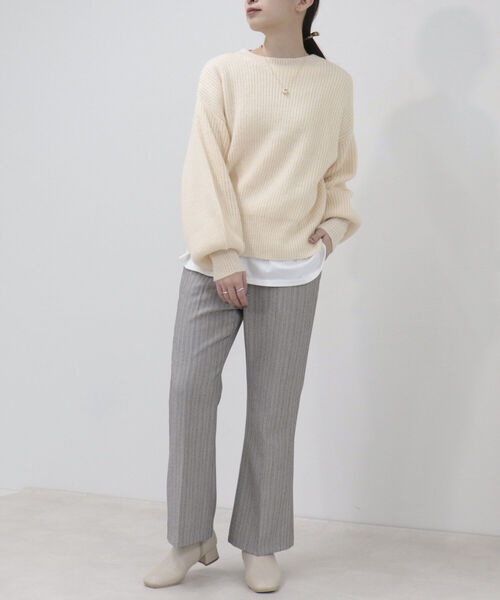 fredy emue（フレディエミュ）の「袖ボリューム片畦ニット（ニット/セーター・レディース・ラベンダー/ベージュ/オレンジ/アイボリー・38）」の5枚目の写真