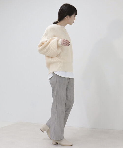 fredy emue（フレディエミュ）の「袖ボリューム片畦ニット（ニット/セーター・レディース・ラベンダー/ベージュ/オレンジ/アイボリー・38）」の7枚目の写真